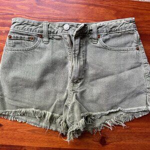 Abercrombie and Fitch Annie High Rise Green Distressed Jean Shorts